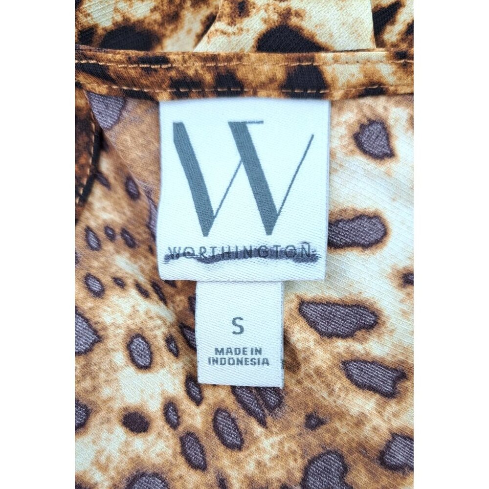 Worthington Women Cheetah Print Strappy Tank Top Size Small Brown Crisscross - Picture 4 of 6